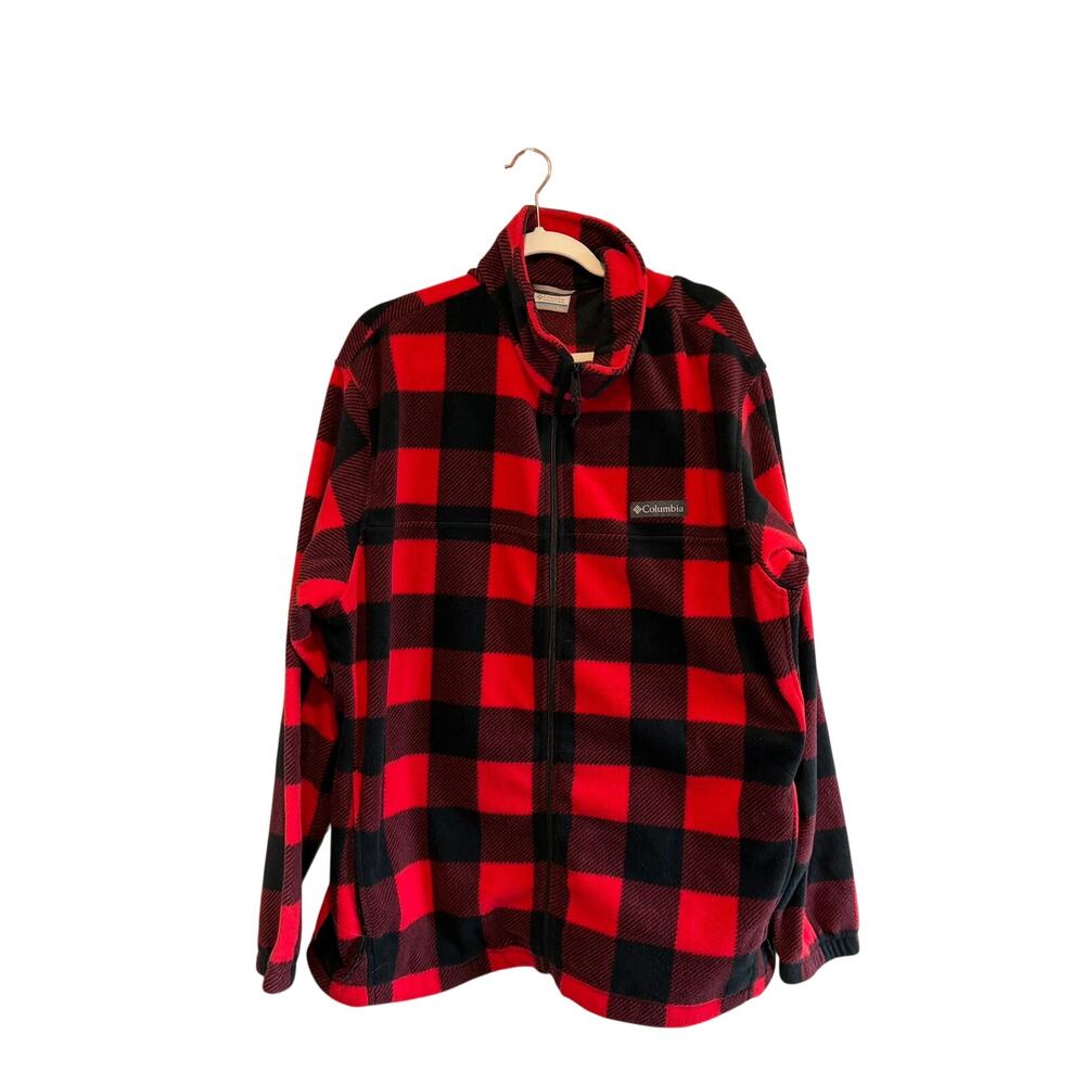 Columbia Mens Fleece XXL Buffalo Check Black/Red